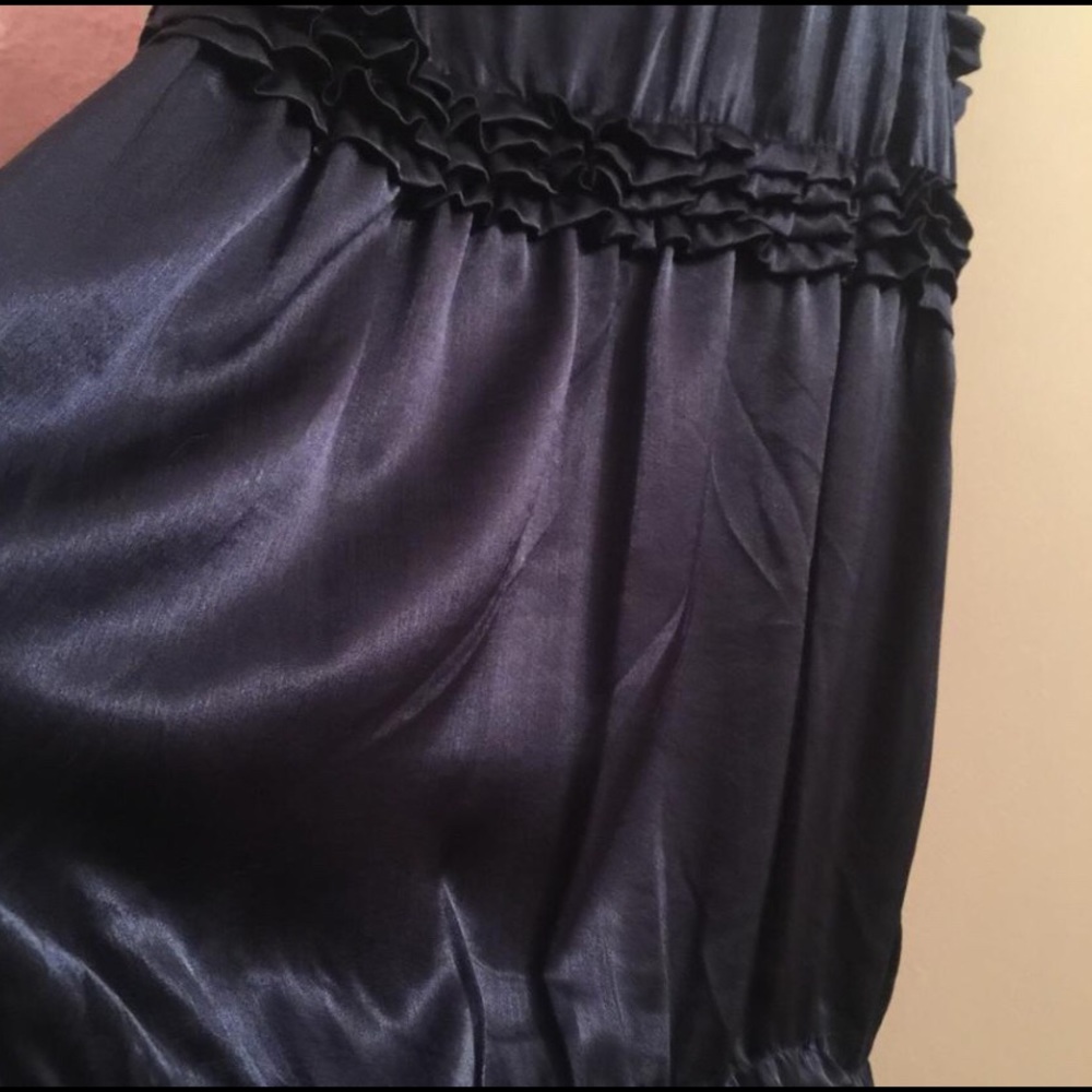 Esley sleeveless ruffles v- neck navy dress Sz 10 - Picture 6 of 8